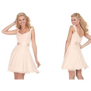 Christina Wu Occasions Cowl Neck Chiffon Dress 22587 Royal Blue Size 6